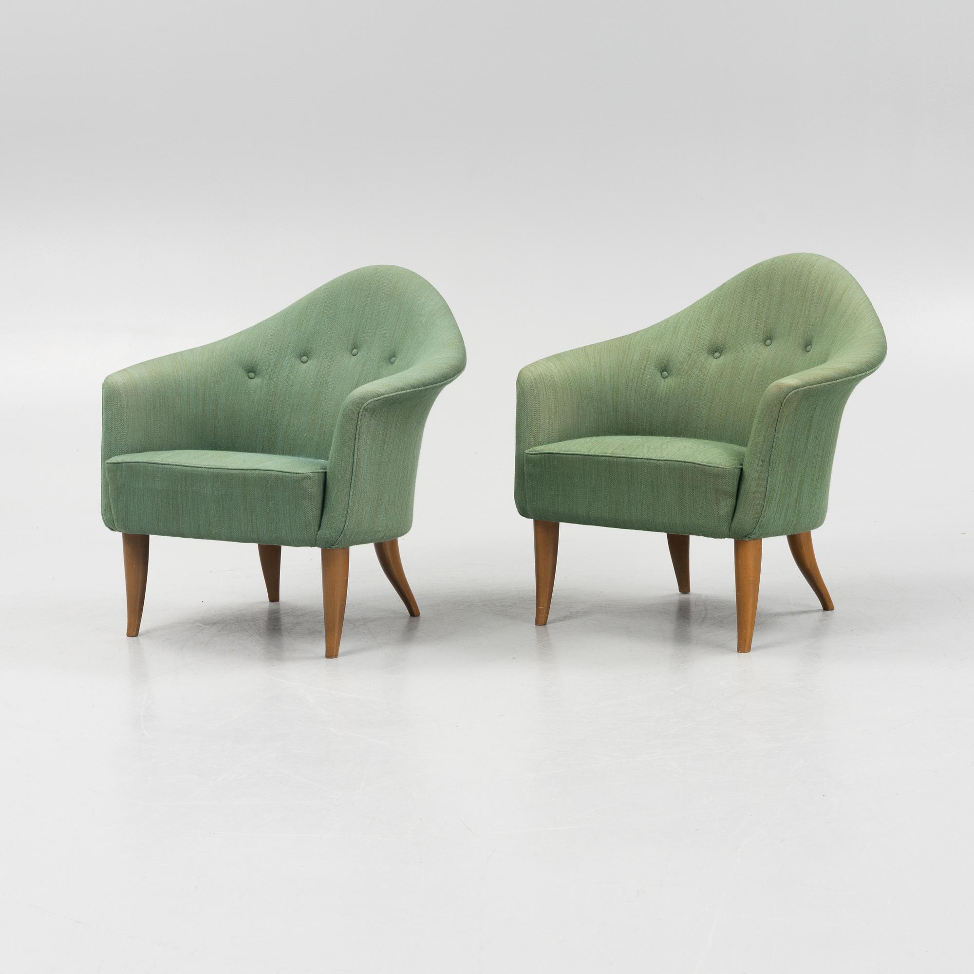Kerstin Hörlin-Holmquist, a par of 'Lilla Adam' armchairs, Nordiska Kompaniet, Nyköping.