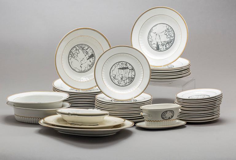 MATSERVIS, 58 delar, opak, Wilhelm Kåge, "Landskap", Gustavsberg.