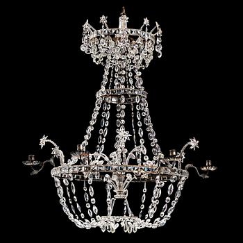 9. A Louis XVI-style six-light candelier, Bohemia, late 18th century.