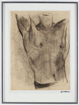 Bengt Lindström, kol på papper, intygad a tergo av Curt Aspelin, 1940-tal.