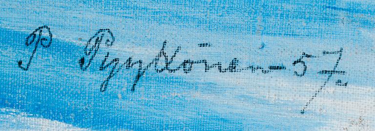 PAAVO PYYKÖNEN (PYYKKÖNEN), öljy kankaalle, signeerattu ja päivätty -57.