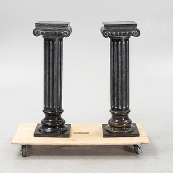 Pedestals, a pair, Stone and marble.
