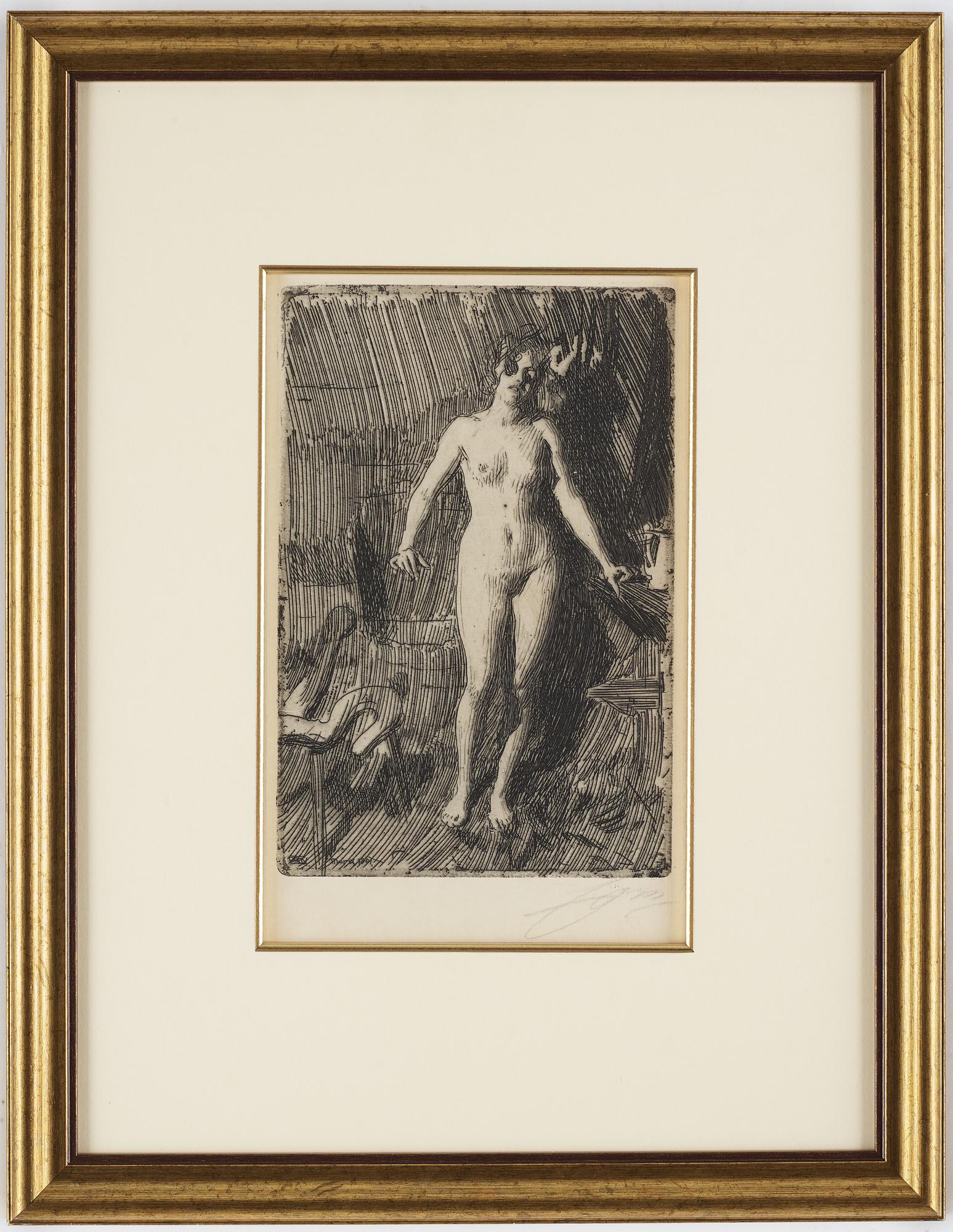 Anders Zorn, etching, 1901, signed in pencil.