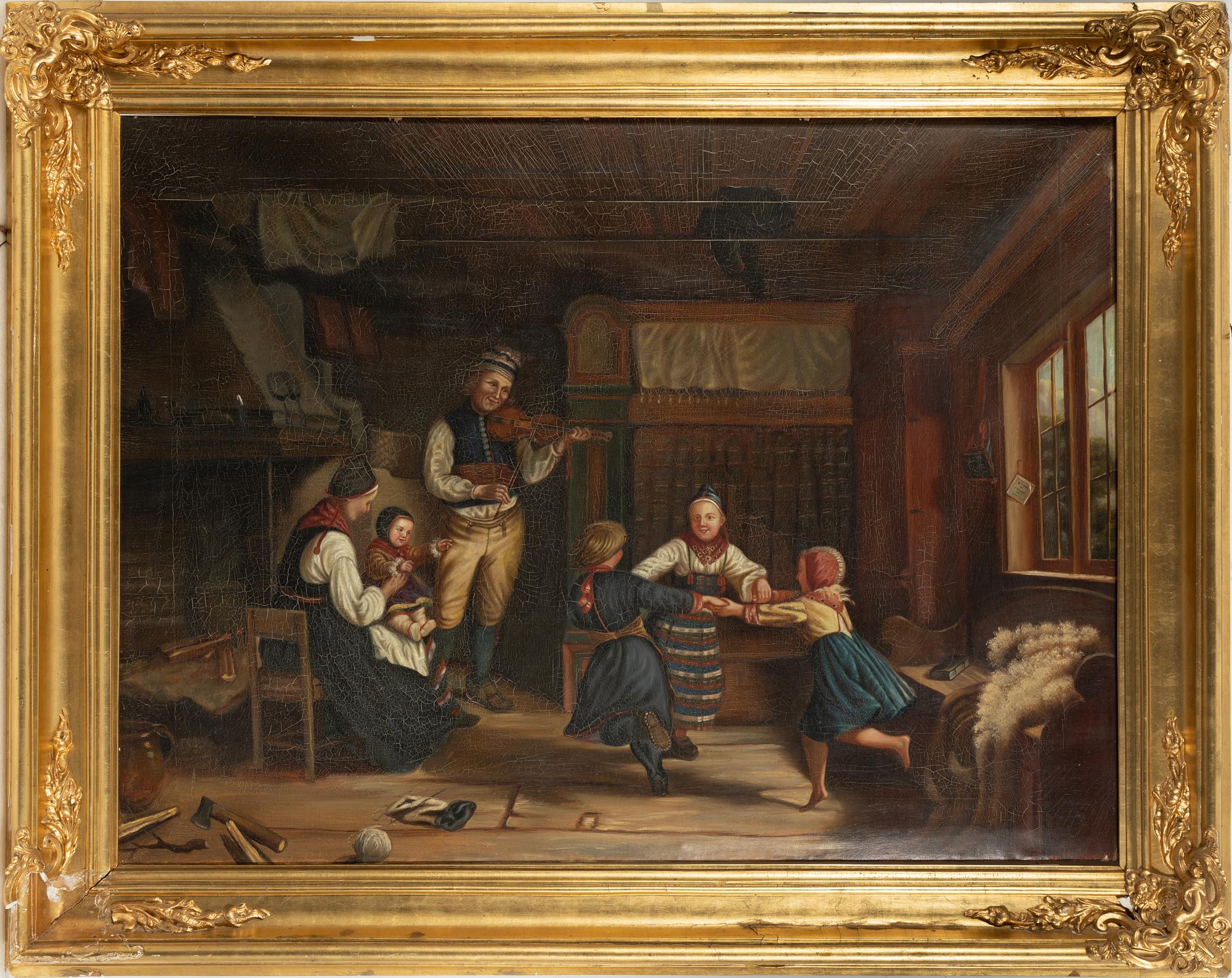 Amalia Lindegren, kopia efter, "Söndagsafton i en dalstuga".