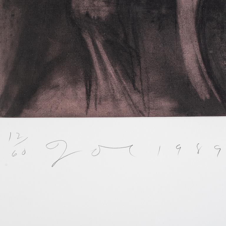 Jim Dine, etching with aquatint, signed and numbered 12/60, dated 1989.