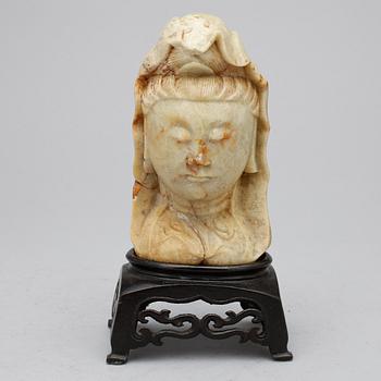 SKULPTURHUVUD, soapstone, Kina möjligen tidigt 1900-tal.