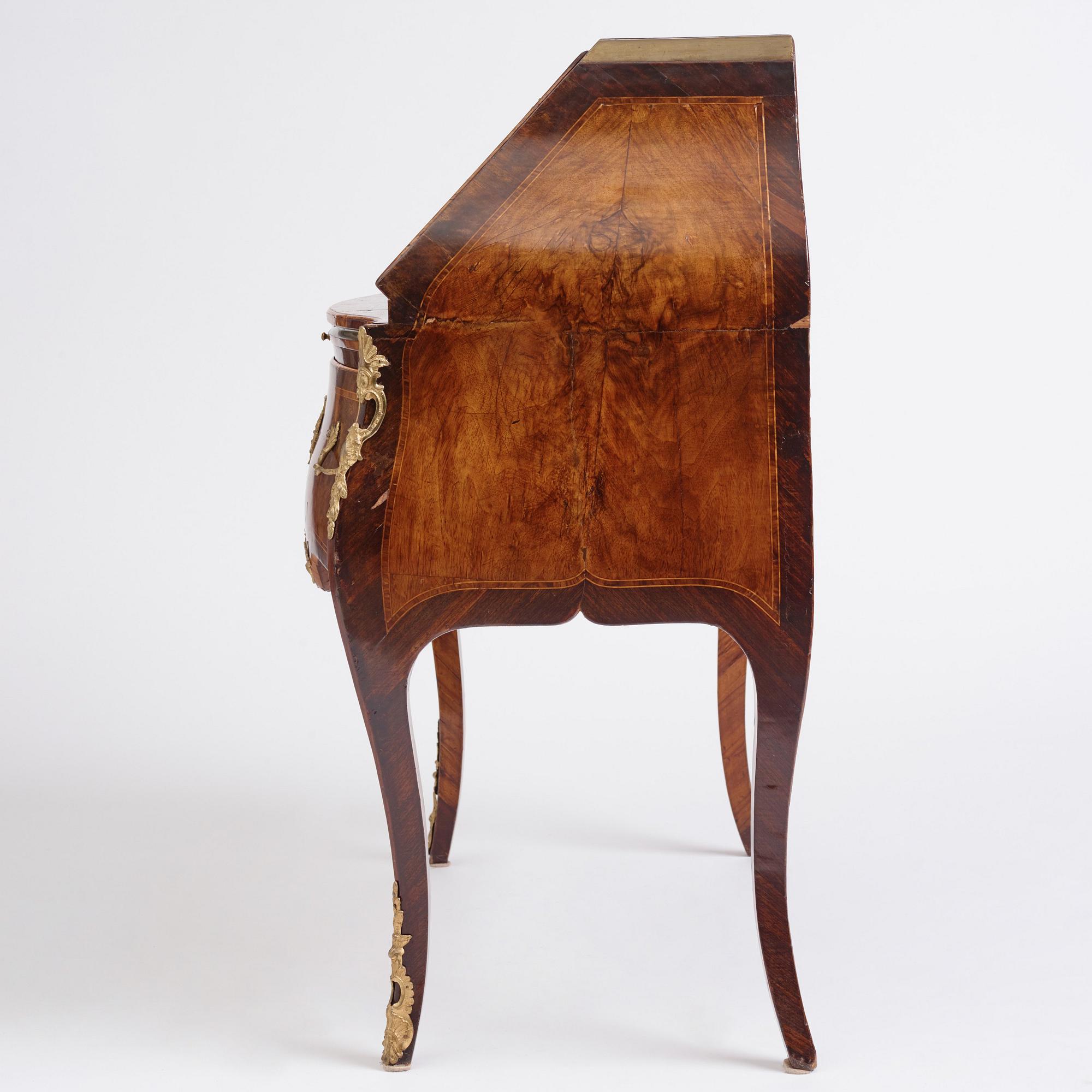 A rosewood, walnut, and gilt brass-mounted rococo secretaire by J. H. Reimers (master in Stockholm 1754-73).