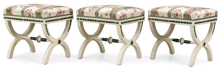 Three late Gustavian circa 1800 stools.