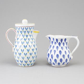 Two second half of the 20th century faiance pitchers by Stig Lindberg, Gustavsberg.