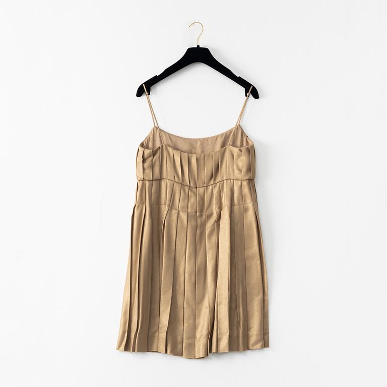 Chanel, a georgette crepe golden dress, french size 34.
