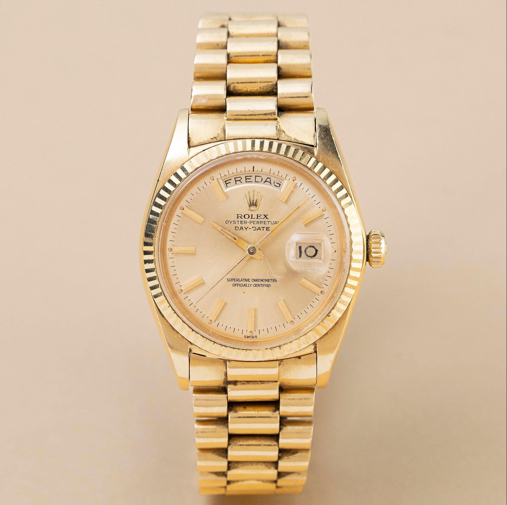 Rolex, Day-Date, "The Three Crowns", "Cal 1555", "Swedish Day", ca 1963.