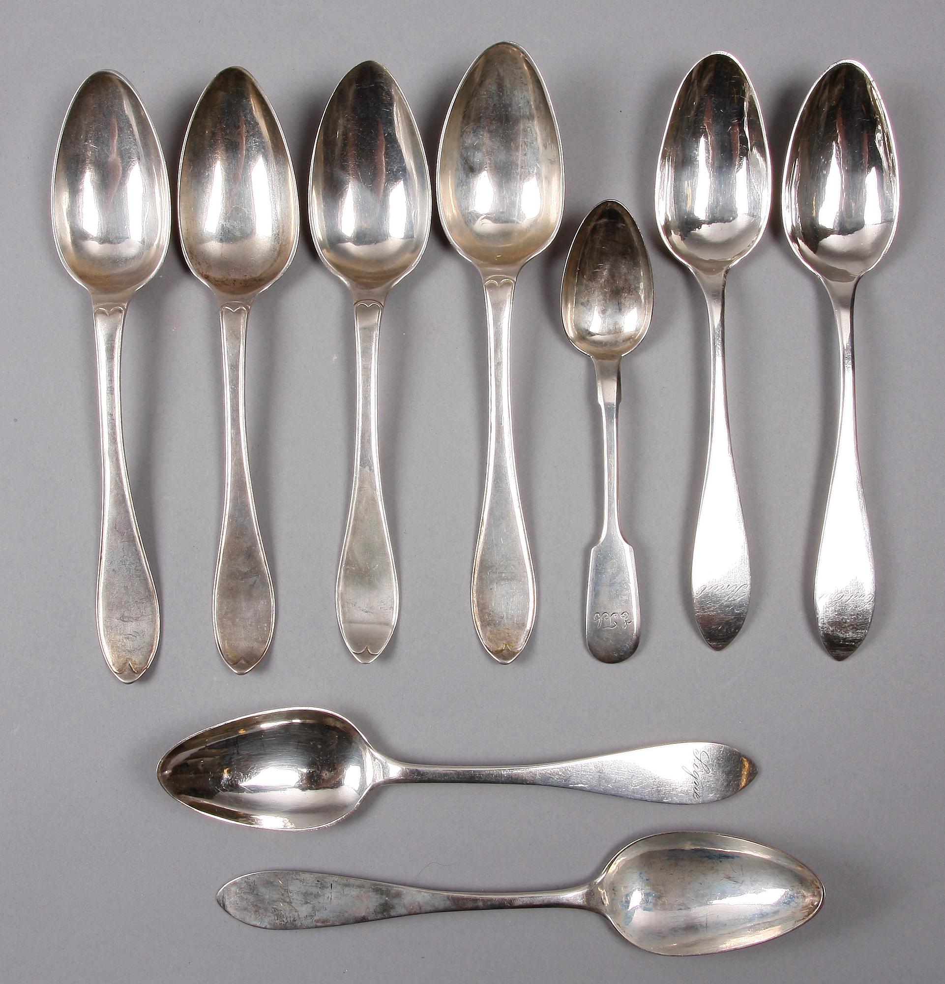 SILVERSKEDAR, 9 st, bl a Magnus Stenberg, Andreas Silfverberg, Ystad, 1800-tal.