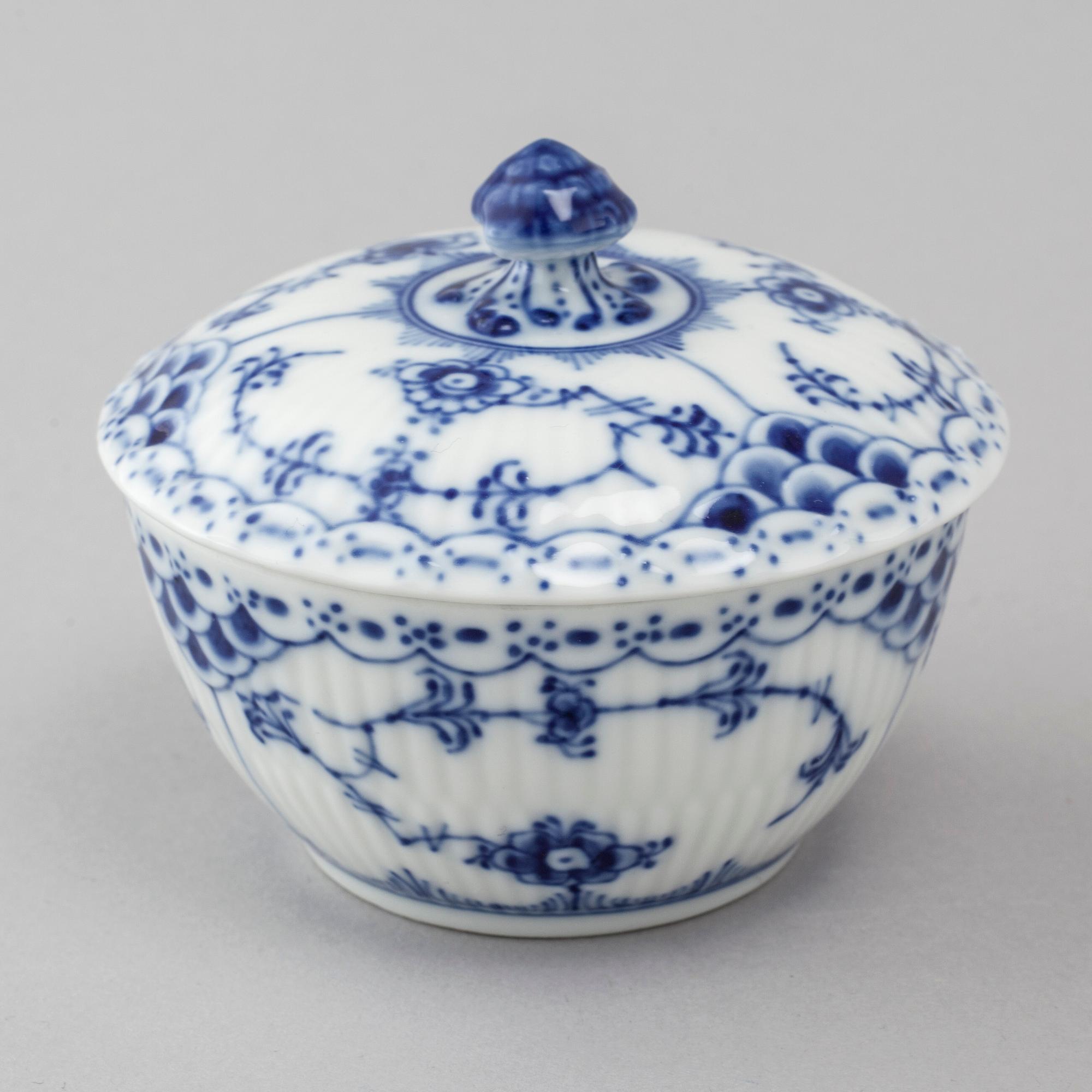 A 9 piece 'Musselmalet' part-mocca service, by Royal Copenhagen, second half of the 20th century.