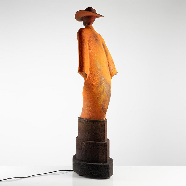 Kjell Engman, "Man in Trenchcoat" a unique cast glass sculpture, from the "Catwalk" series, Kosta Boda, Sweden.