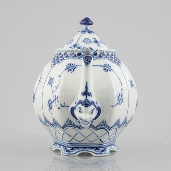 A 'Blue Fluted Full Lace' porcelain teapot, Royal Copenhagen, model 1117, 1967.