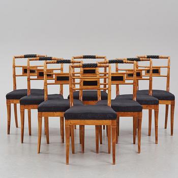 A set of eight Empire chairs by Anders Eriksson, Hassungared, first part 19th century.