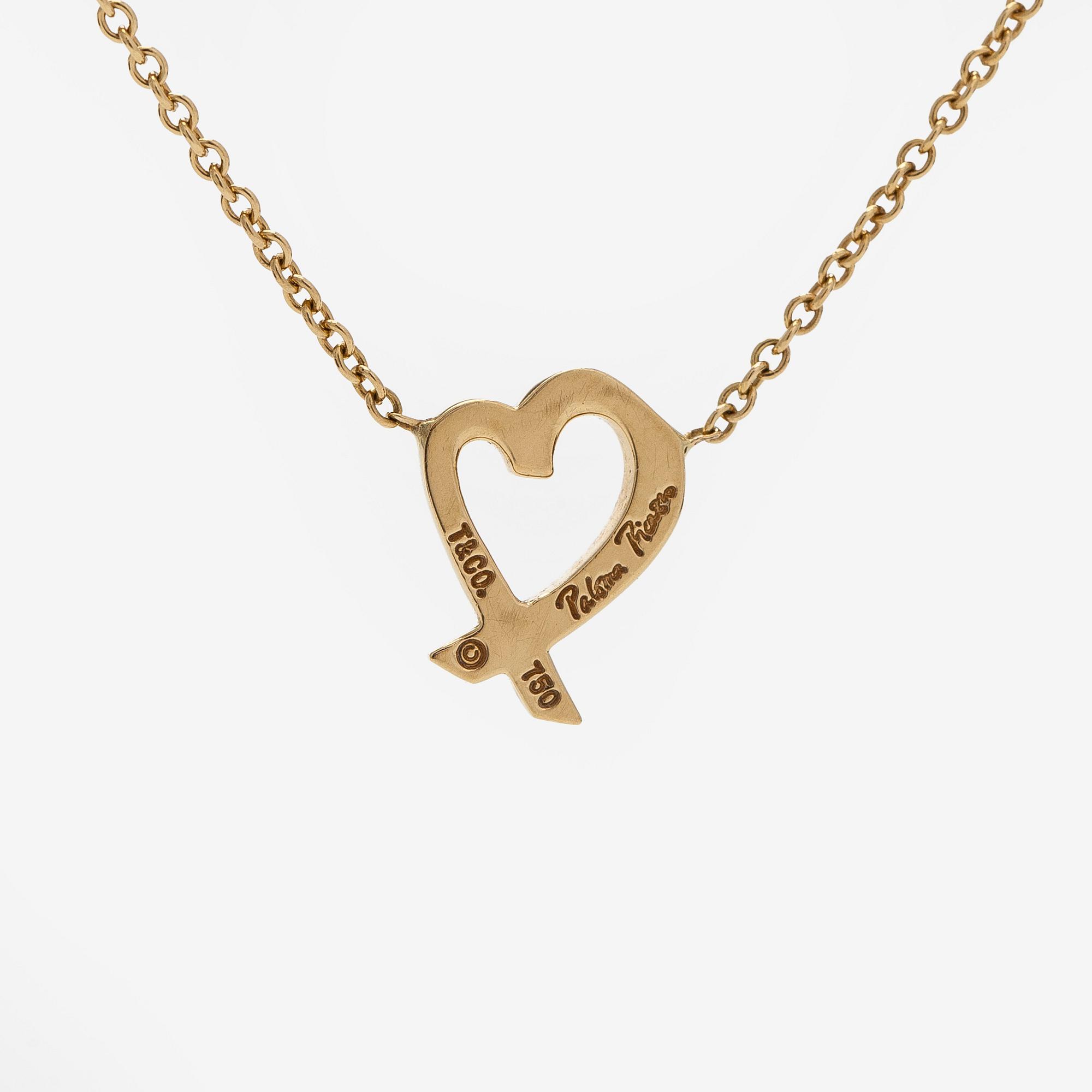 Tiffany & Co, Paloma Picasso, an 18K gold 'Loving Heart' necklace.