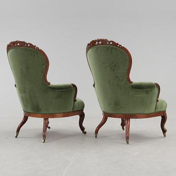 FÅTÖLJER, ett par, Nyrokoko, 1800-talets slut.