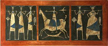 BORD, med tre stengodsplattor av Åke Holm.