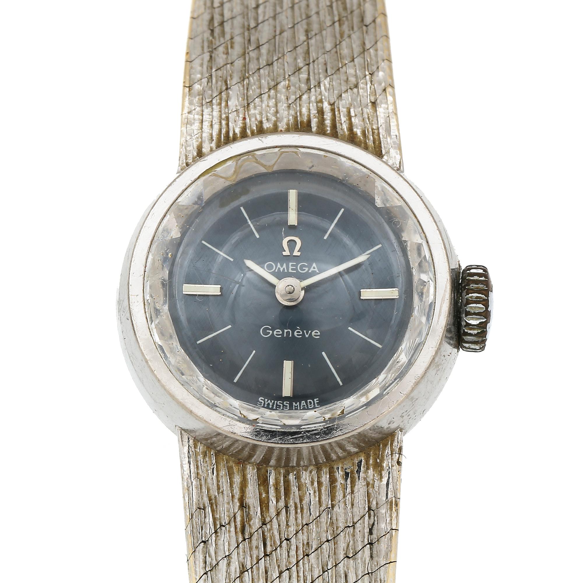 ARMBANDSUR, dam, 18K vitguld, Omega, 'Geneve'. Total vikt ca 38 g.