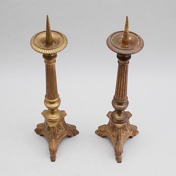LJUSSTAKAR, förgylld brons, 1700-/1800-tal.