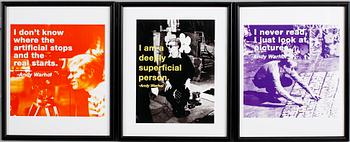 Andy Warhol · ANDY WARHOL, efter, 3 st, affischer.