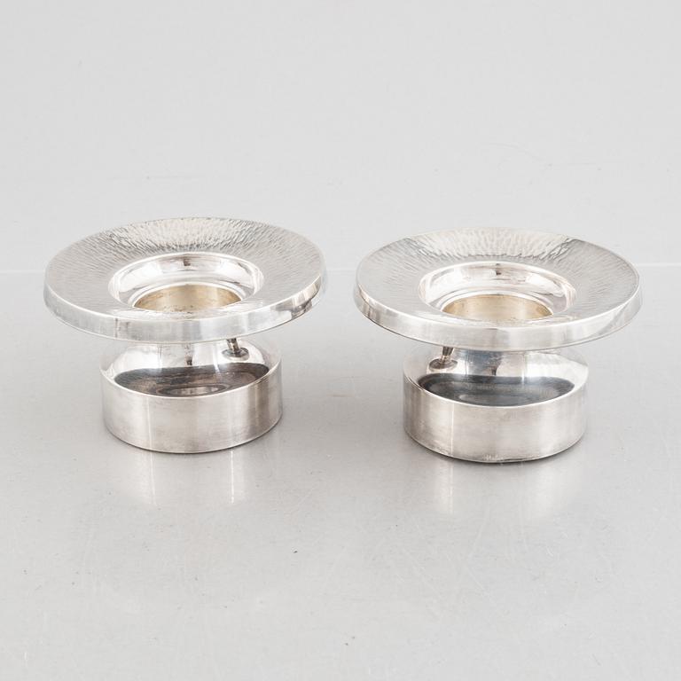 A pair of Swedish silver candlesticks, marks of Eric Löfman, MGAB, Uppsala 1973.