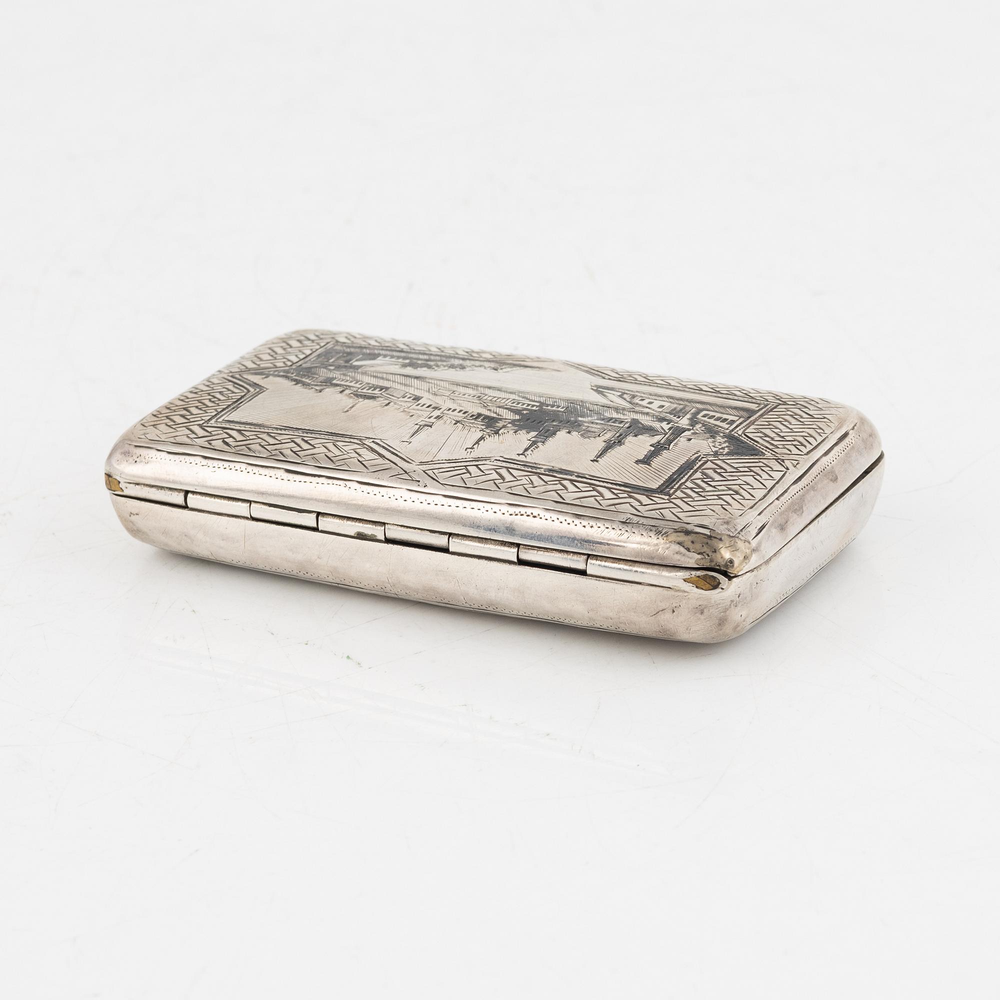 A Russian Silver Niello Snuffbox, Moscow 1893.