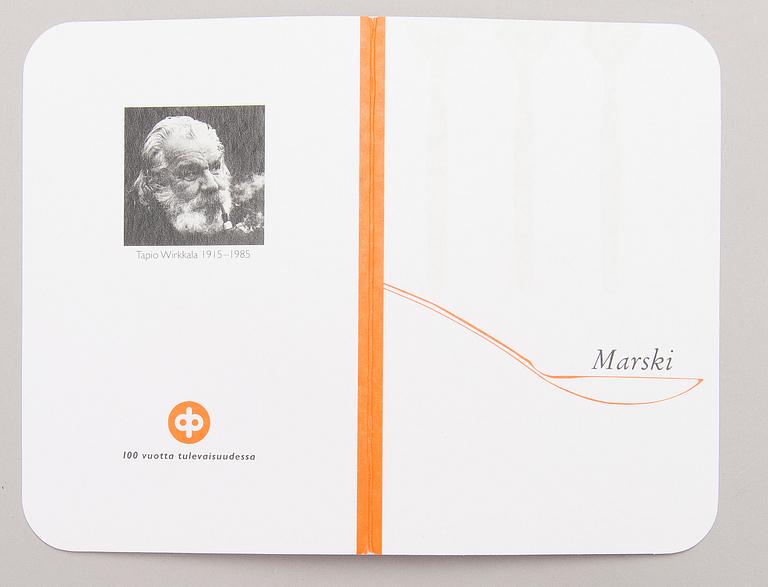 TAPIO WIRKKALA, KAKSPADE och KAFFESKEDAR, 6 st, "Marski"-serien, Kultakeskus, Tavastehus 2002.