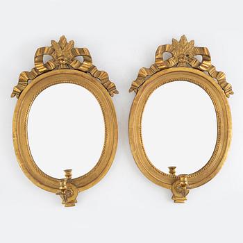 Mirror sconces, a pair, Gustavian style, 20th century.