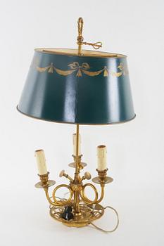 BOUILOTTELAMPA, bronserad mässing, empirestil.