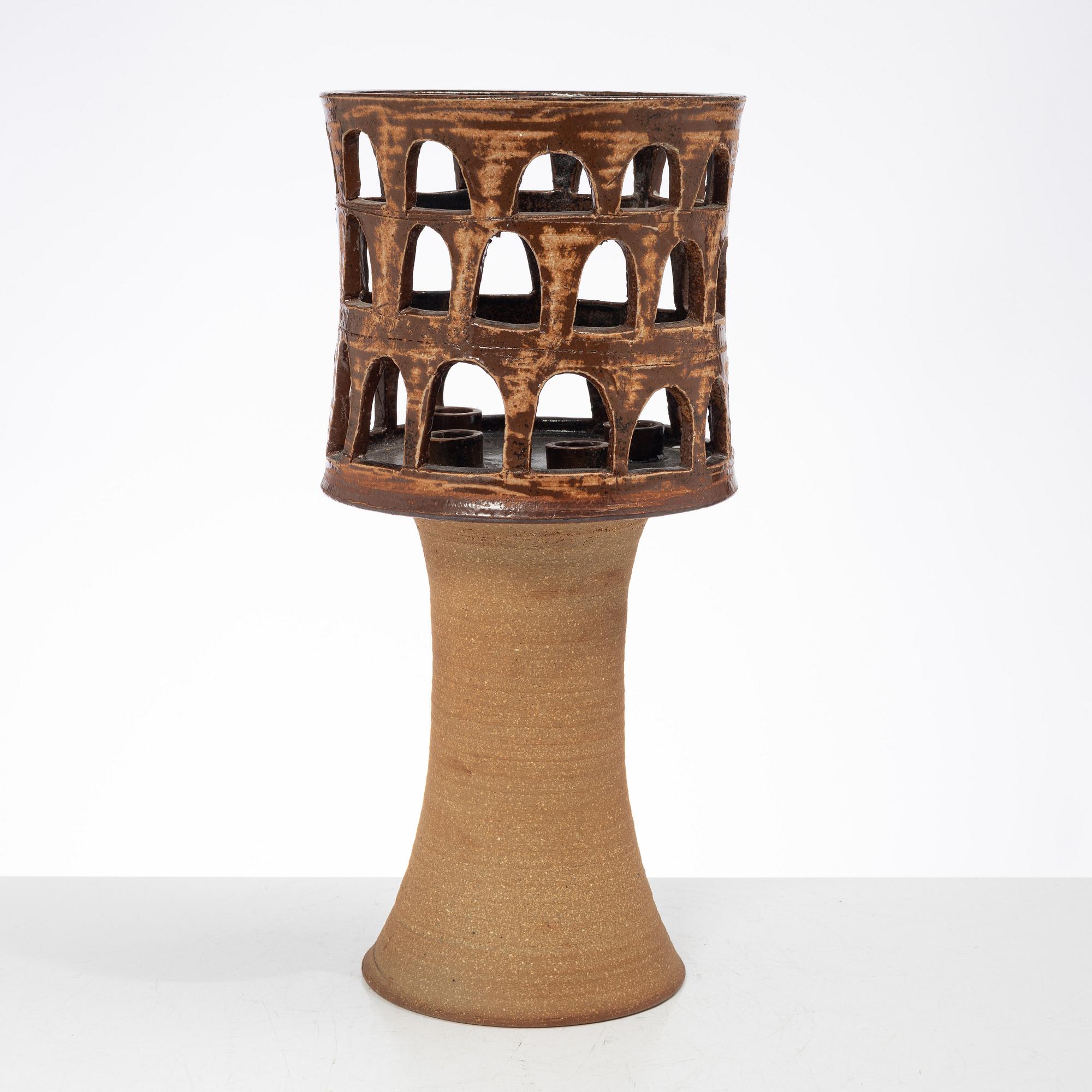 Lisa Larson, a stoneware candlestick, Gustavsberg, second half of the 20th century.