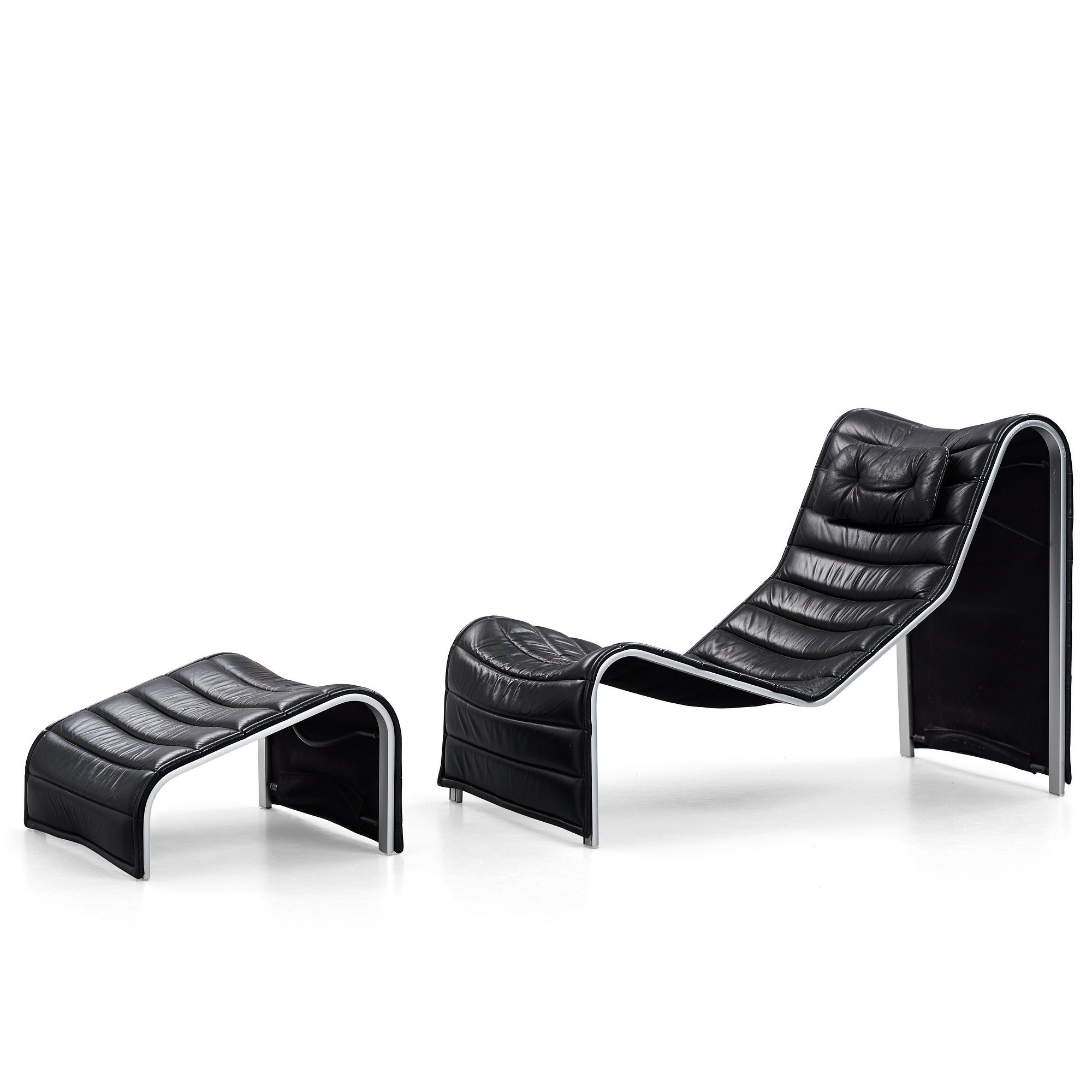 Eric Sigfrid Persson, a 'Flytande Design' lounge chair and ottoman from Möbelkultur AB, Sweden, post 1972.