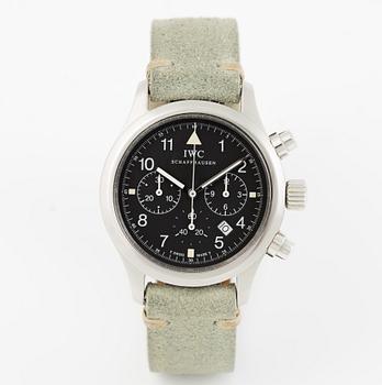 IWC, Schaffhausen, Fliegerchronograph, Mecaquartz, armbandsur, kronograf, 36 mm.