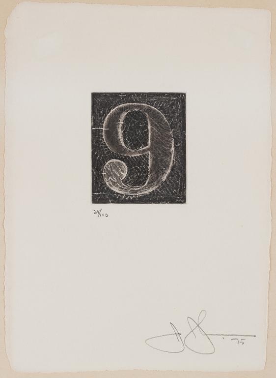 Jasper Johns, "9" from "0-9 (A set of Ten Numerals)".