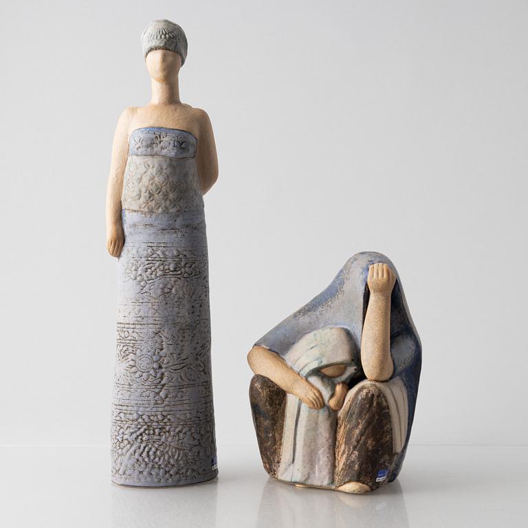 Lisa Larson, figuriner, 2 st, stengods, bl.a. "Arabkvinna", Gustavsbergs studio.