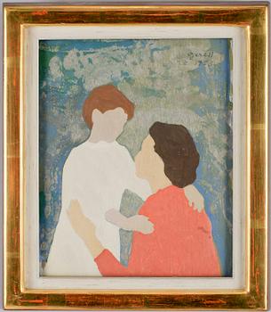Greta Gerell · GRETA GERELL, gouache på pannå, sign o dat 1953.