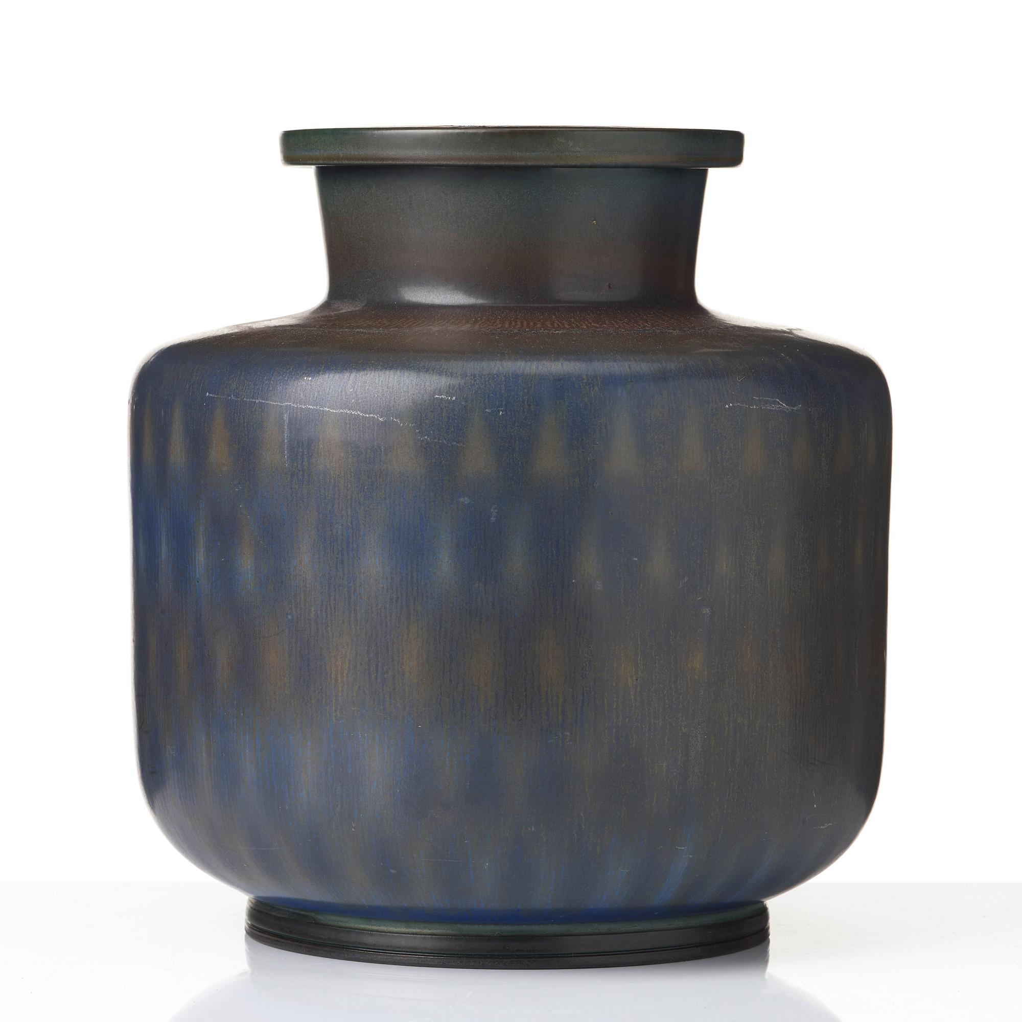 Berndt Friberg, a stoneware vase with a geometrical decoration, Gustavsberg studio, Sweden 1962.