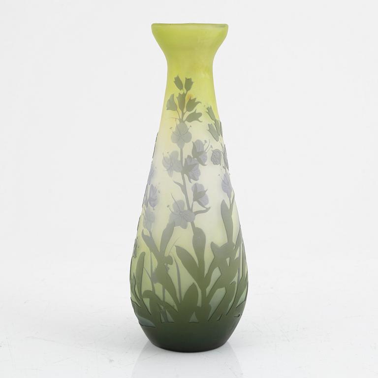 Emile Gallé, vase, glass, Art Nouveau, Nancy, France, early 20th century.