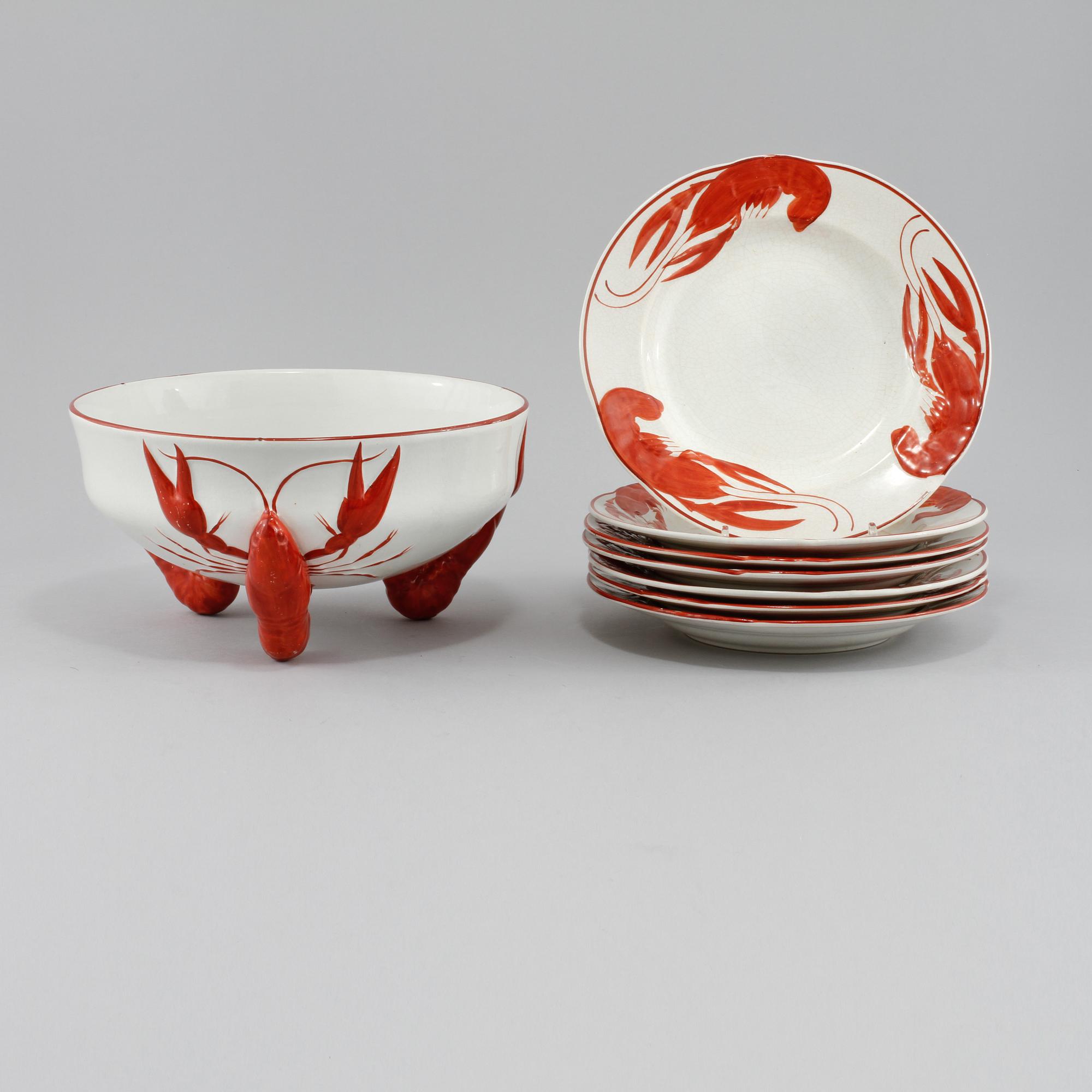 KRÄFTSERVIS, 8 delar, flintgods, Rörstrand tidigt 1900-tal.