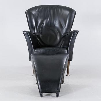 A lounge chair with foot stool by Gijs Papavoine for Montis, model "Castor", late 20th century.