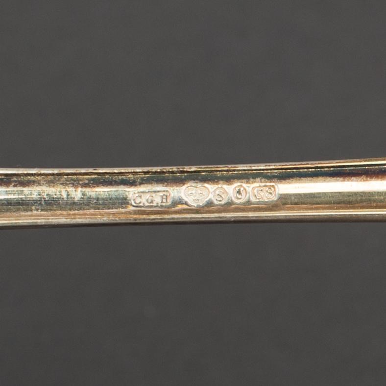 CG HALLBERG, skedar, 6 st, silver, Stockholm, 1920/30-tal.