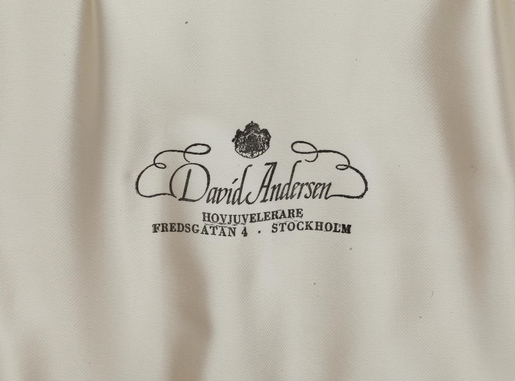DESSERTBESTICK, 12 st, förgyllt sterlingsilver och emalj, David Andersen, Norge.