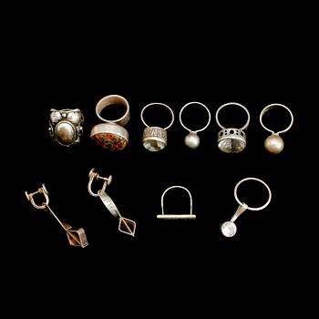 SILVERSMYCKEN, 9 delar, 1900-talets mitt. Vikt ca 55 g.