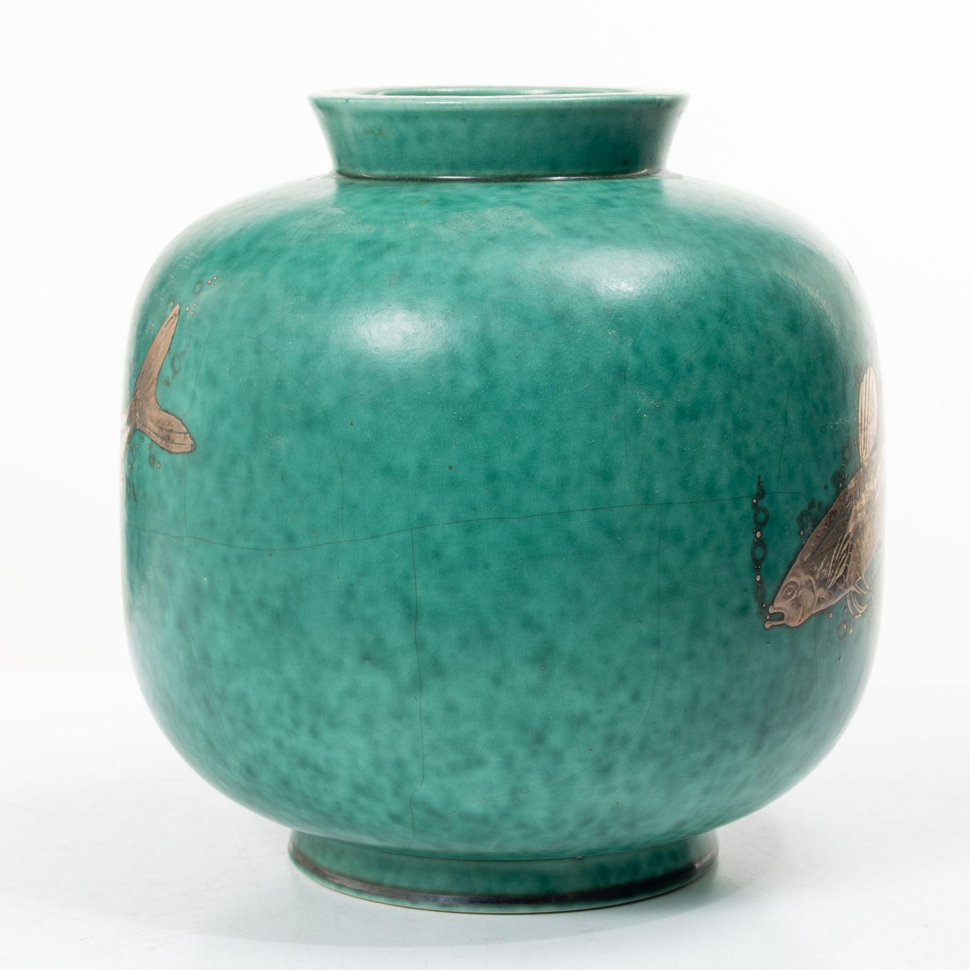 Wilhelm Kåge, vas, stengdos, "Argenta", Gustavsberg.