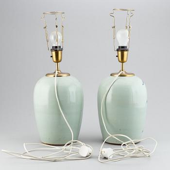 A pair table lamps/vases, late Qing/early 20th Century.