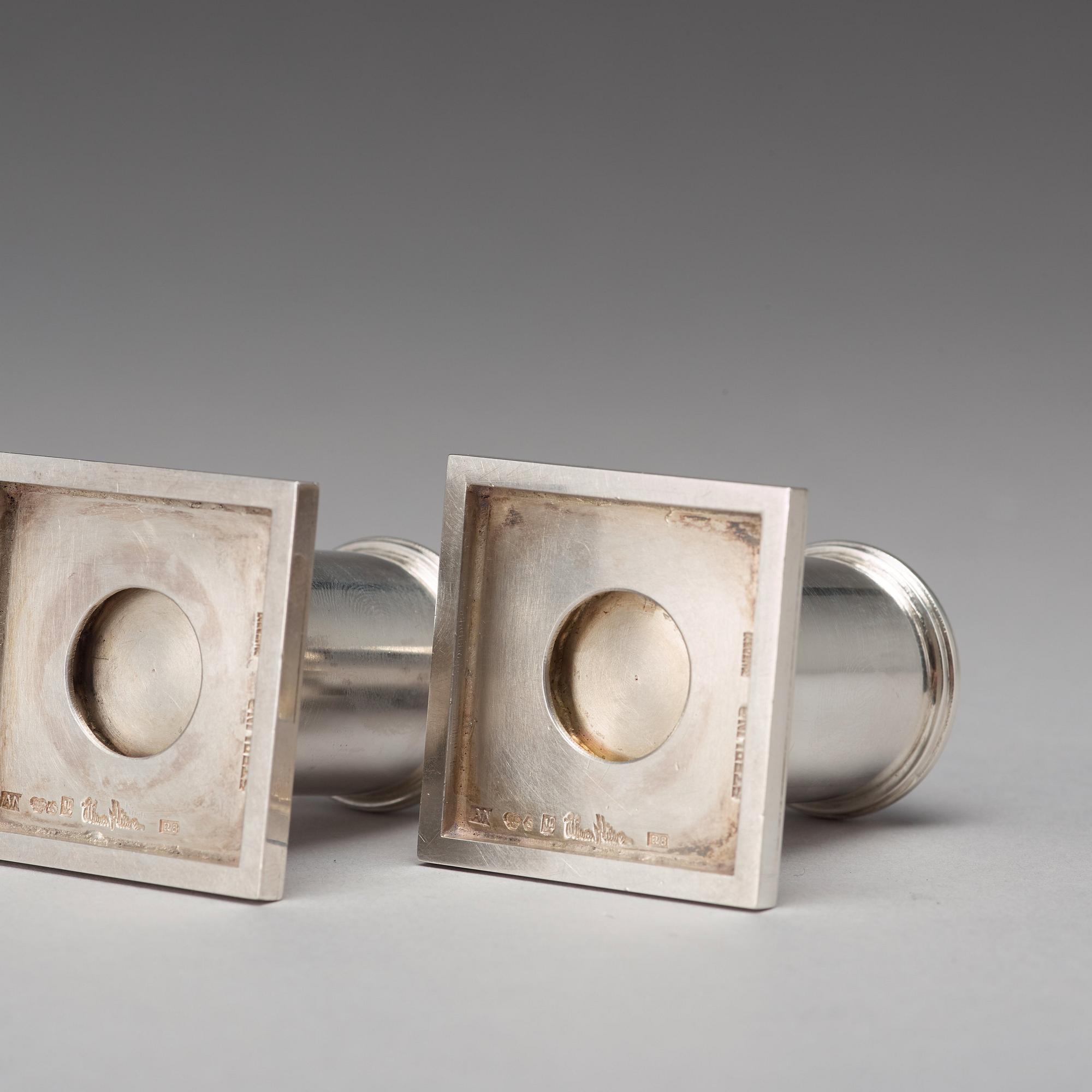 Wiwen Nilsson, a pair of candlesticks, Lund 1943, sterling.