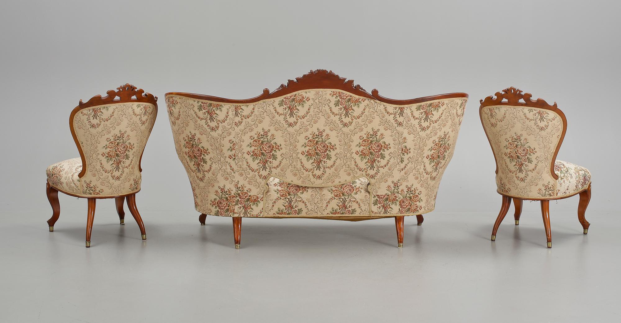 SALONGSGRUPP, 4 delar, nyrokoko, 1800-talets slut.