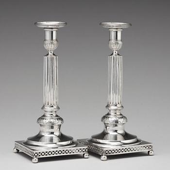 A pair of Swedish 18th century silver candlesticks, mark of Johan Israel Beckman, Stockholm 1796.