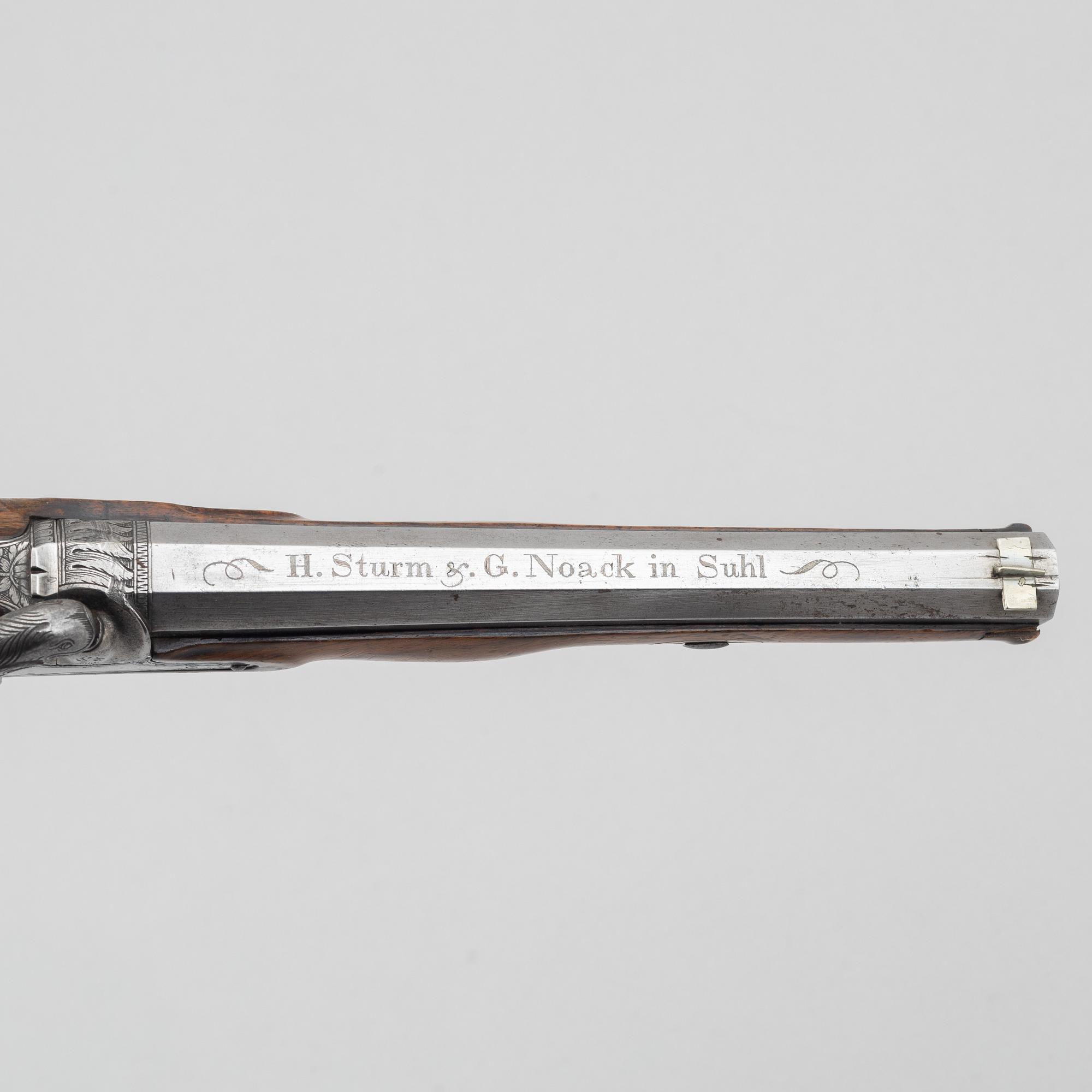 Percussion pistols, a pair, H. Sturm & G. Noack in Suhl.